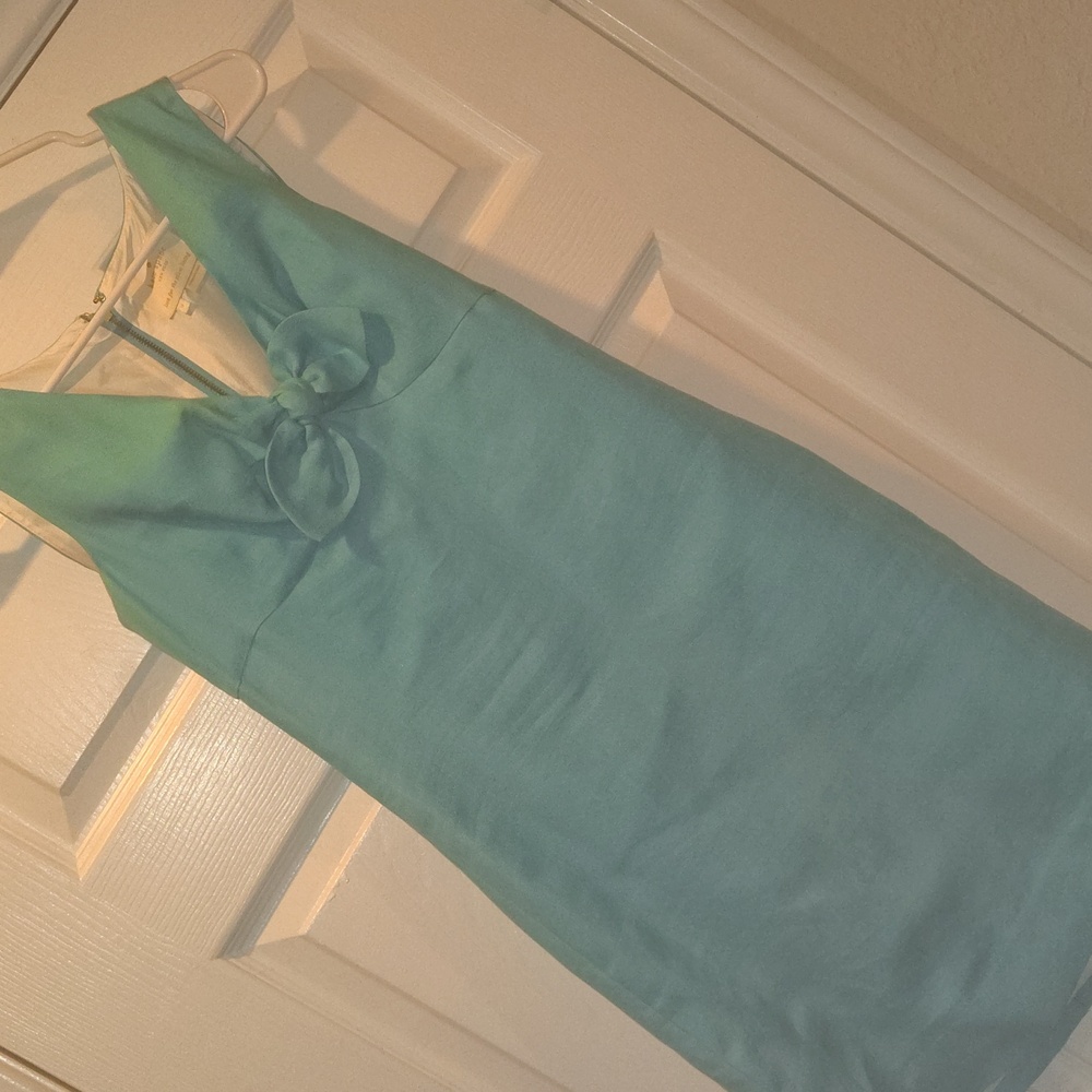 Kate Spade Viola Turquoise Linen Bow Shift Dress.  SZ 2 - Picture 7 of 11